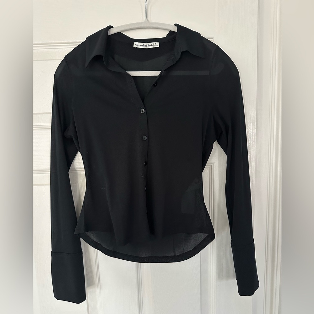 Abercrombie & Fitch Black Button-Down Shirt